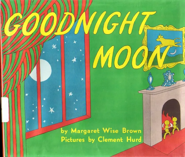 Goodnight Moon book cover - treatment of Moon motion and astronomy