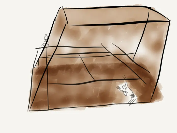 Half tennis court filled with sand 10 met rs high