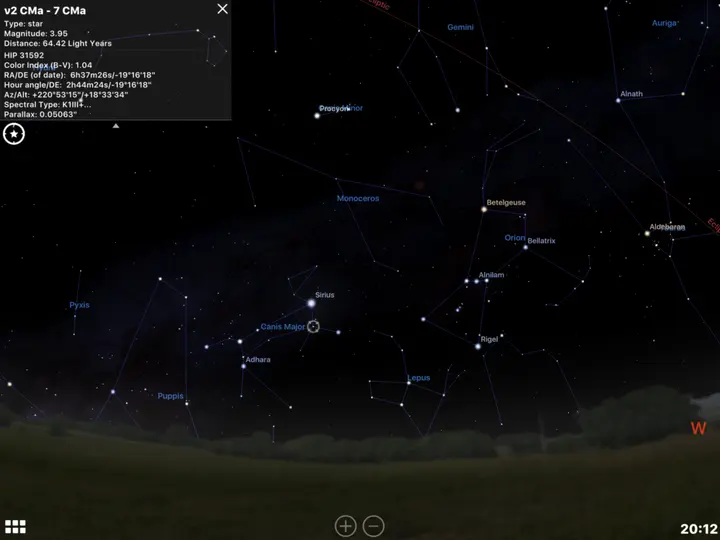 This star just near Sirius (named 7 Canis Majoris) is a Life Star - a bright star with a planet in the habitable zone