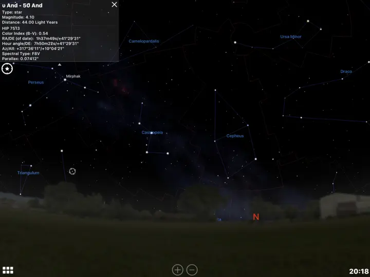 This star in Andromeda (named 50 And) is a Life Star - a bright star with a planet in the habitable zone