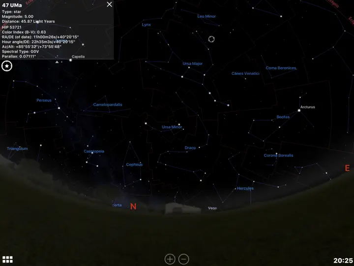 This star in Ursa Major (named 47 UMa) is a Life Star - a bright star with a planet in the habitable zone
