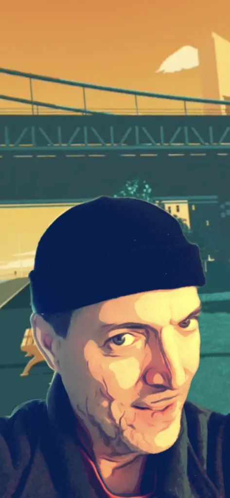 Man wearing the Moon Hat hiding all the embroidered images of the Moon Phases. Sometimes you just want to wear a cap.