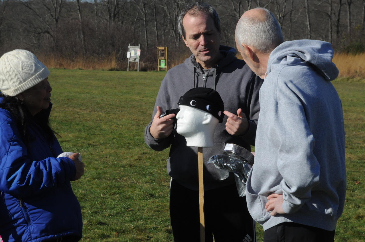 Moon Hat at demo station — Daniel Cummings showing how it works