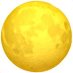 The Full Moon emoji as seen on Mac Computers - 3d, yellow, cratered, and glowing